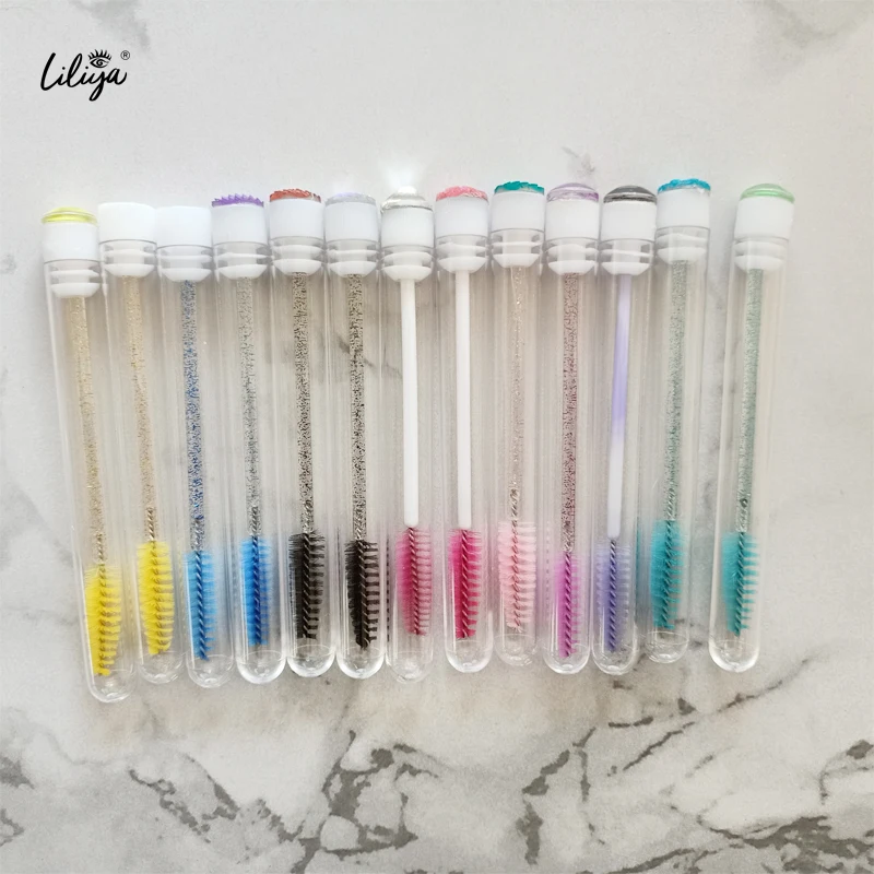 Hot-selling luxury multi color cleaning spoolie reusable mascara eyelash eyebrow brush with tube and comb