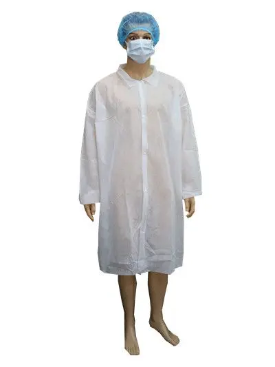 Industrial Safety  Standard Jacket Visitor Laboratory Coat Micro-Porous SMS Polypropylene Non-Woven PP Disposable Lab Coat