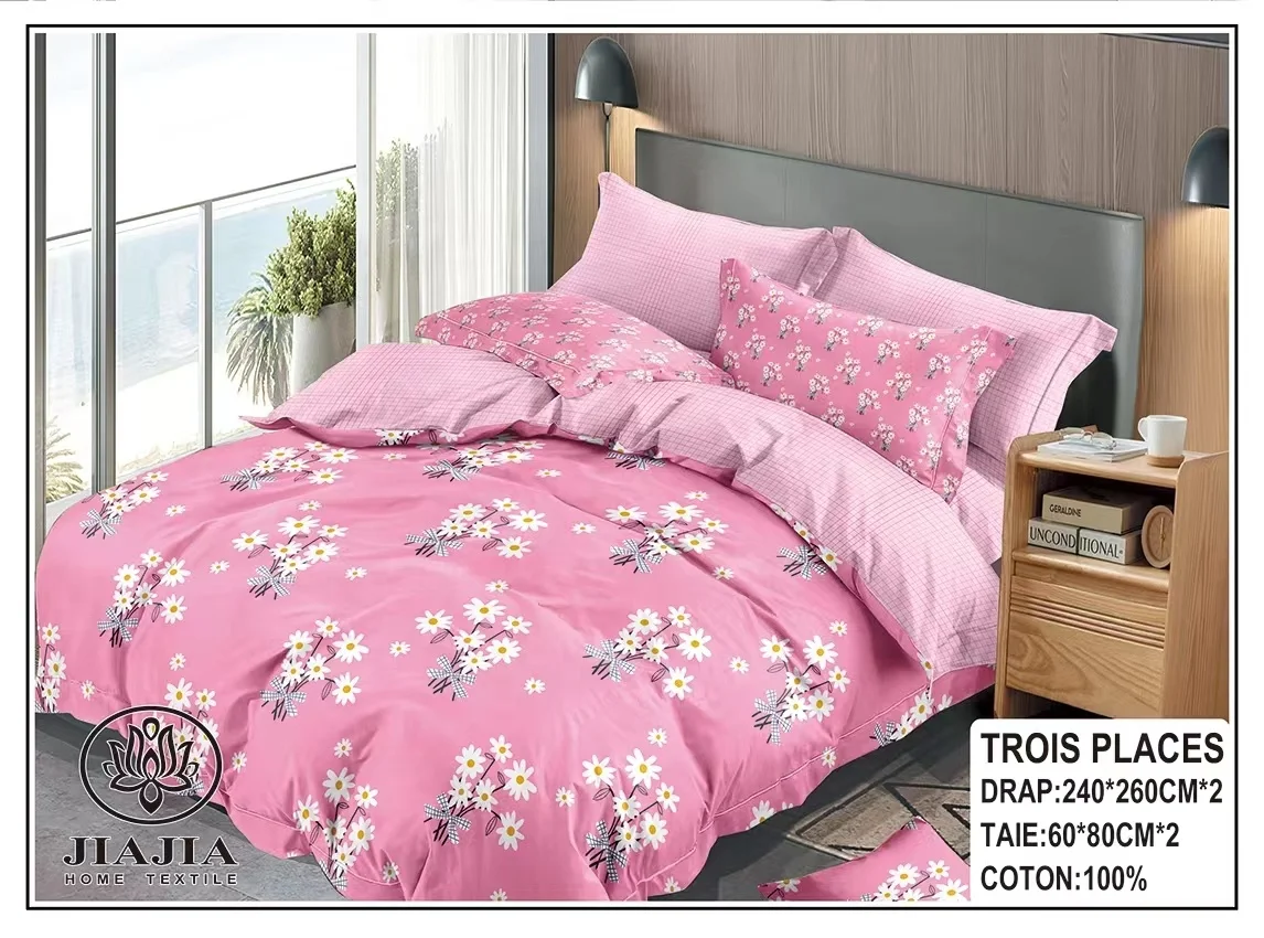 Hot Selling Two Sheets and Two Pillowcases  100% cotton bed sheet set 2 place and 3 Places Sheet Sets