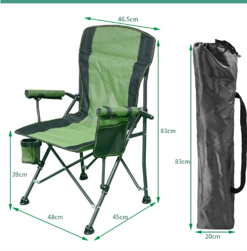 Outdoor Folding Chair Portable Easy Side Pocket Cup Holder Director Chair Self-driving Tour Camping Picnic BBQ Fishing Chair