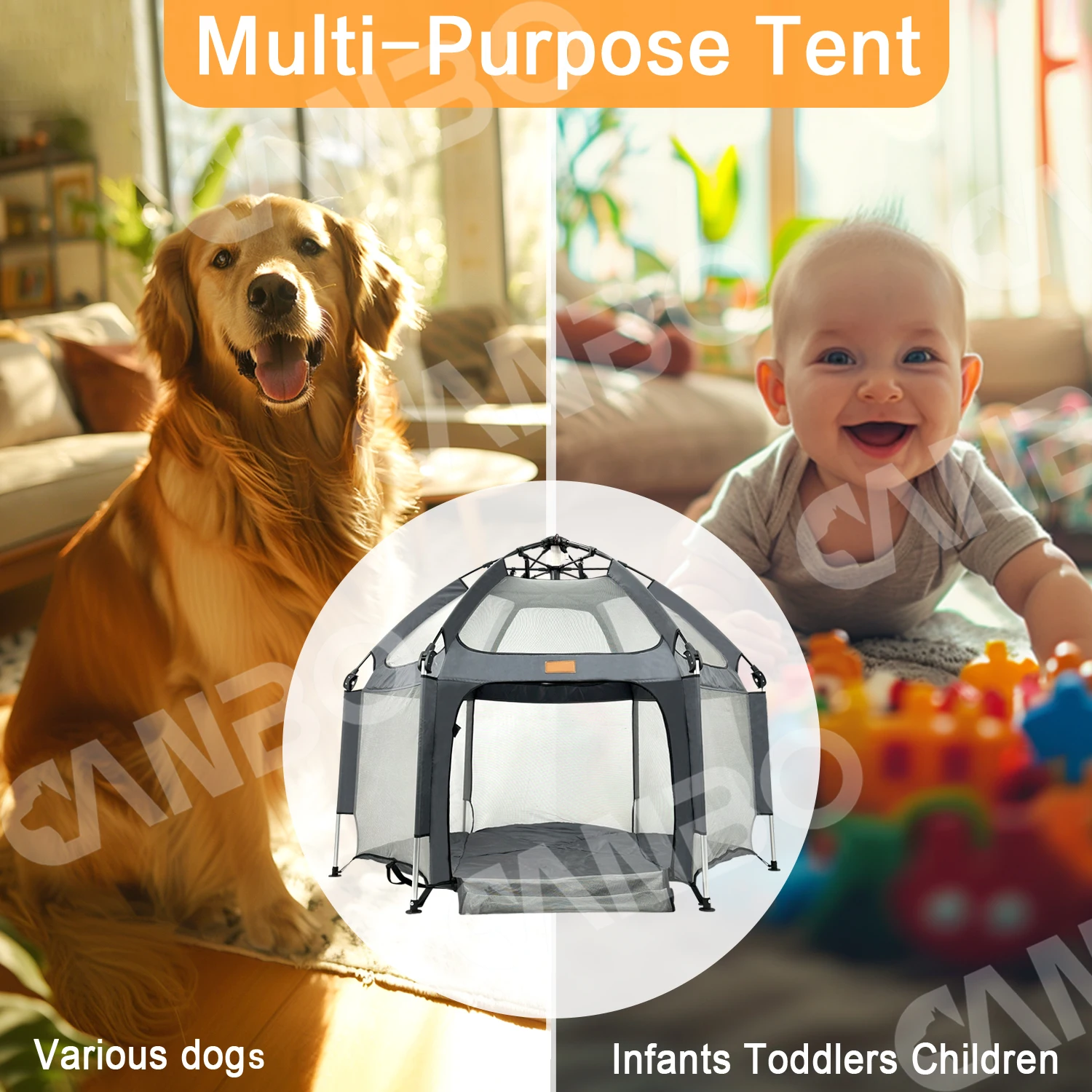 CANBO Foldable All-inclusive Breathable Oxford Cloth Cat Delivery Room Fence Baby Pet Playpen Portable