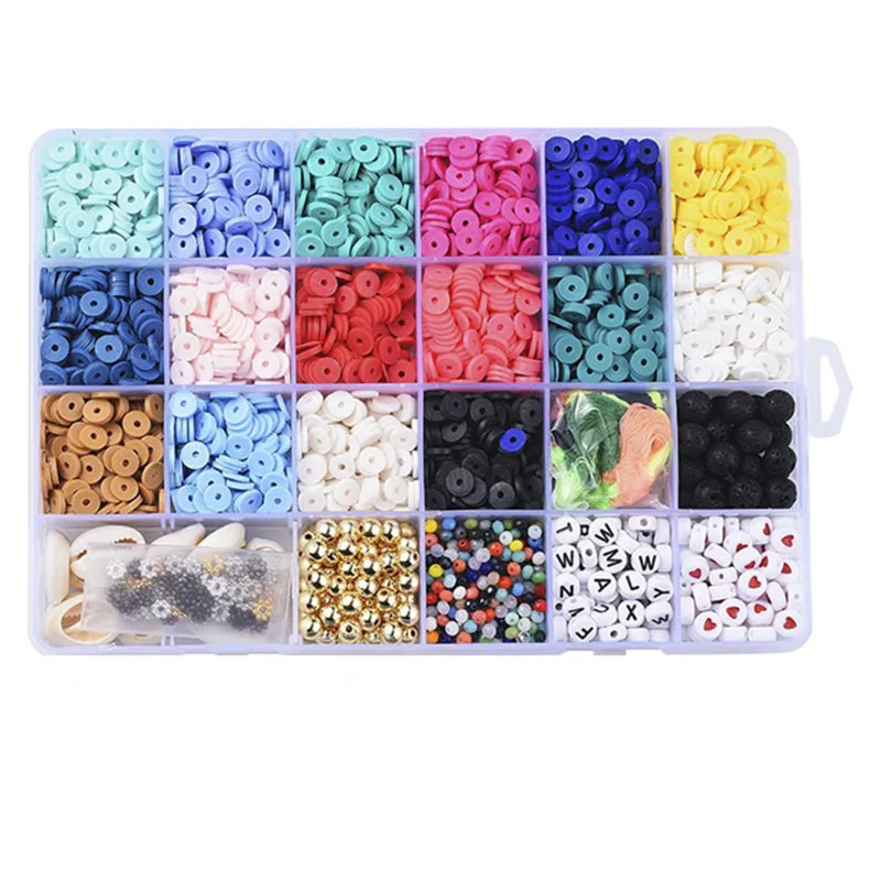 16 Colors Flat Round Polymer Clay Spacer Beads Clay Beads Kits for DIY Jewelry Making Bracelets Necklace Earring Accessories
