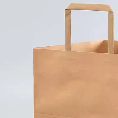 Оптовая продажа переработанная коричневая белая крафт-бумага сумки для покупок упаковки с плоской веревкой круглая веревка