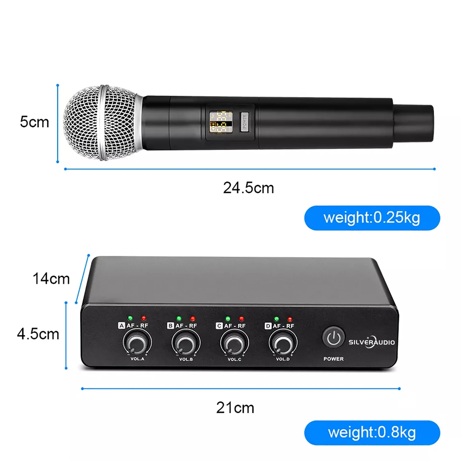 GAW-D2000professional 4 Channels Uhf Wireless Microphone With CE Certificate