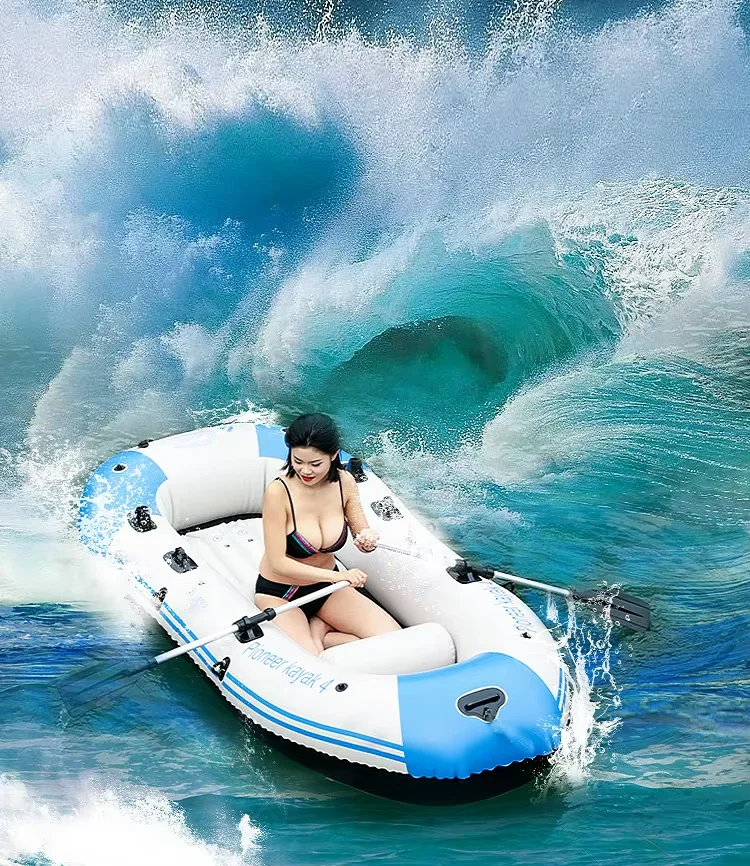 Inflatable boat, leather flap, thick folding air cushion boat, inflatable kayak, portable fishing boat