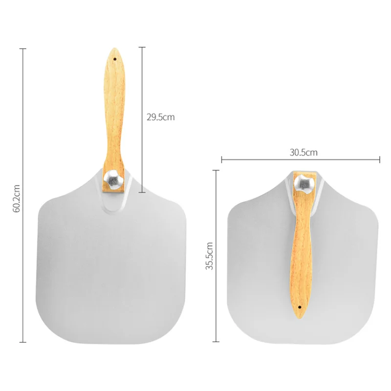 Premium aluminum alloy blade pizza peel turning paddle pizza peel shovel with wooden handle