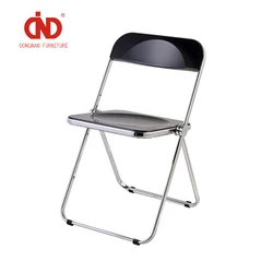 Modern Plastic Clear Acrylic Folding Dining  Chairs  For restaurant with chrome metal frame
