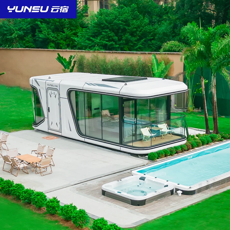 YUNSU Luxury Sips Steel Frame Low-rise Villa Heat-insulated Modular Home Prefab Tiny Triangle House For Apartment Prefab Cottage