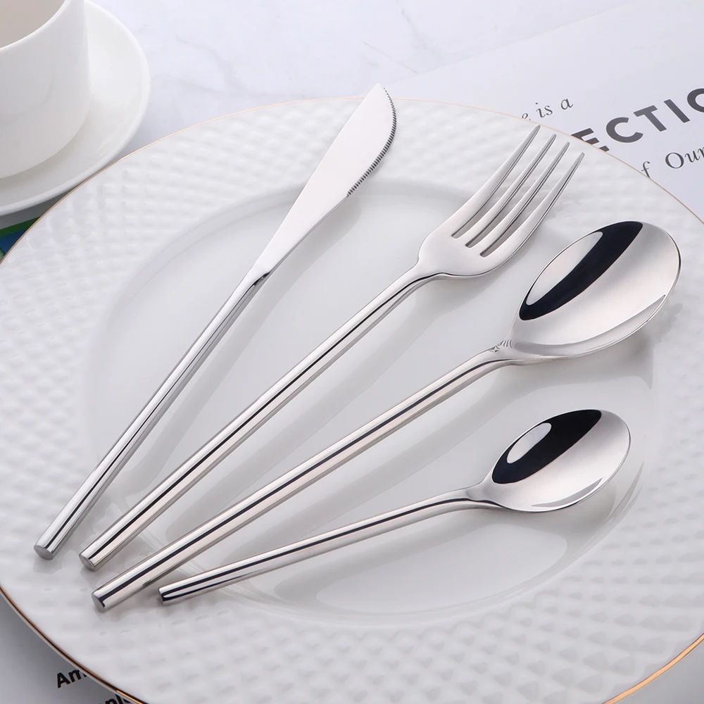 18/10 Unique gold stainless steelspoon fork Color Red Metallic Cutlery set