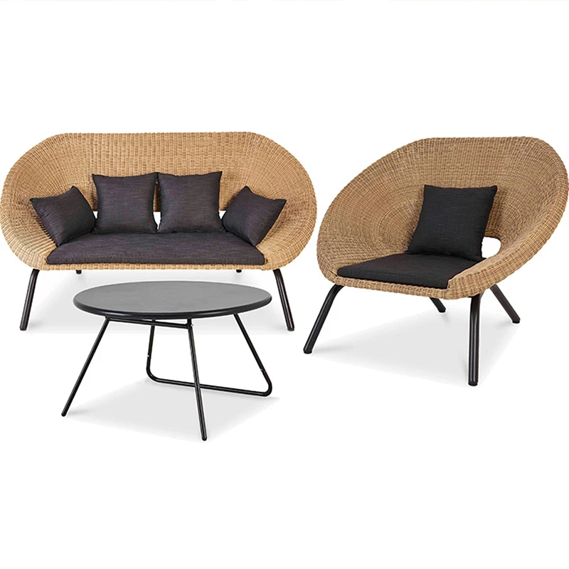 Hotel Restaurant Furniture 4 Pcs Metal Rattan Balcony Chair Set Iron Adults And Kids Table And Chair Set