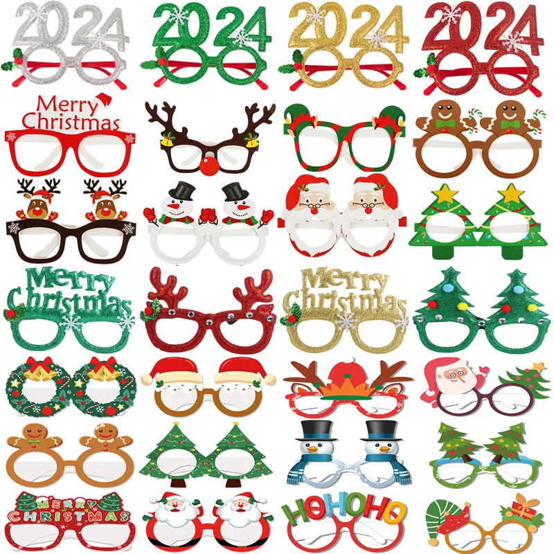 Christmas Party Style Glasses for Decoration Creative Santa Snowman Tree Bow Funny ChristmasDay Family Glasses Frame