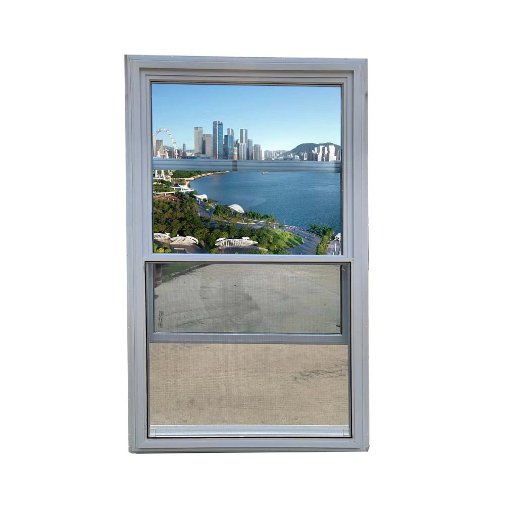 Chinese manufacturer customized american style vinyl upvc profile double hung windows with competitive price