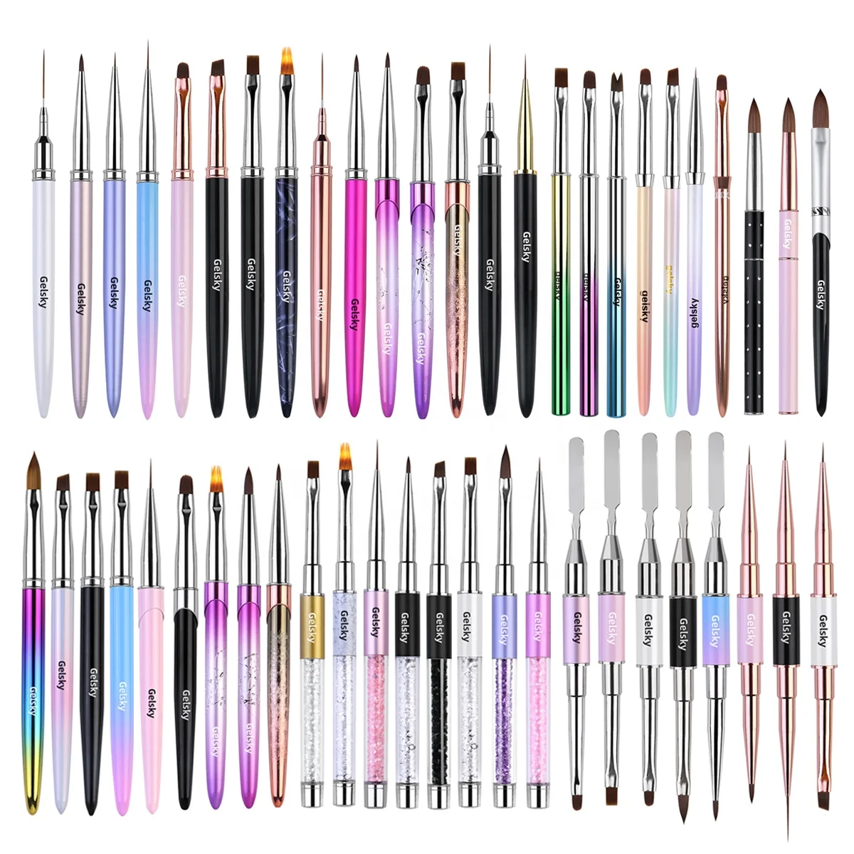 Gelsly Custom Nail Brush Nail Art Ombre Brush Rose Gold Metal Handle Nail Gel Brush