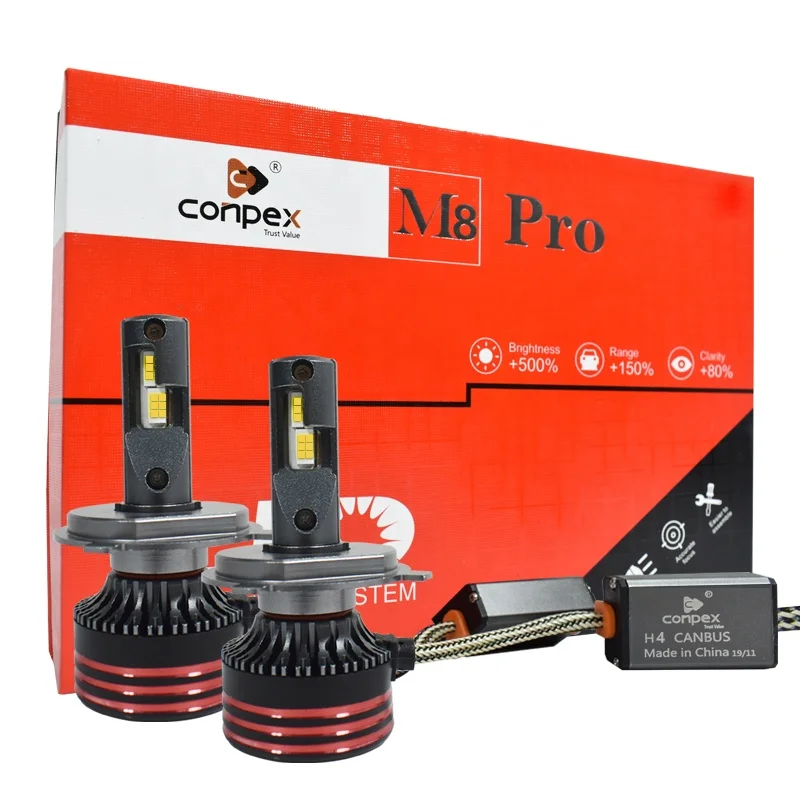 Ready To Ship 5000LM Auto Custom Light  H4 Car LED Headlight Bulbs With USA Bridgelux Chips