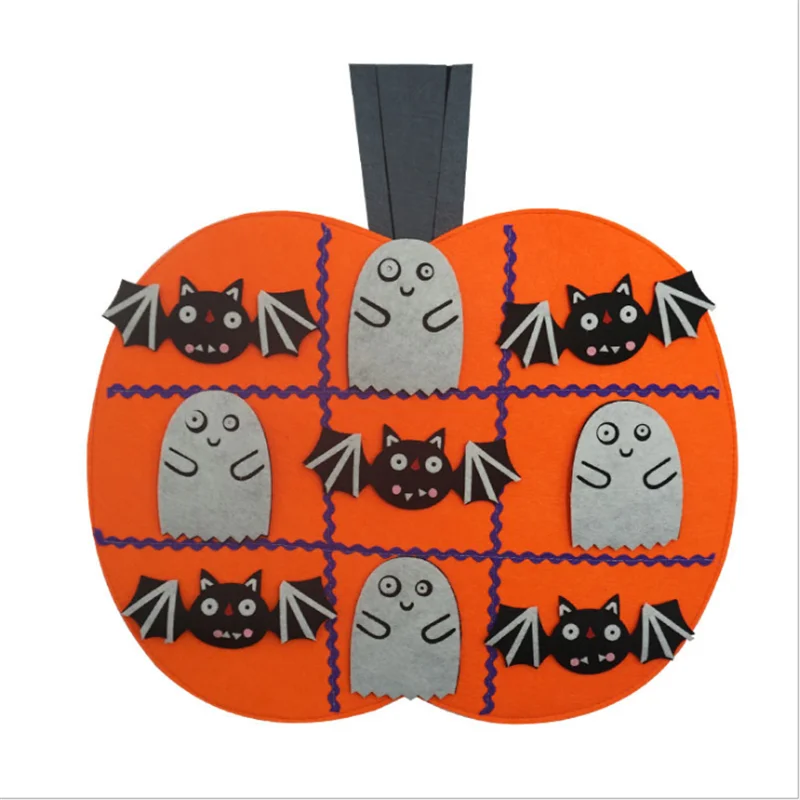 Хэллоуин фетр Tac Toe игровой набор, тыква настольная игра детский Хэллоуин игровой мат набор, праздник урожая партии украшения