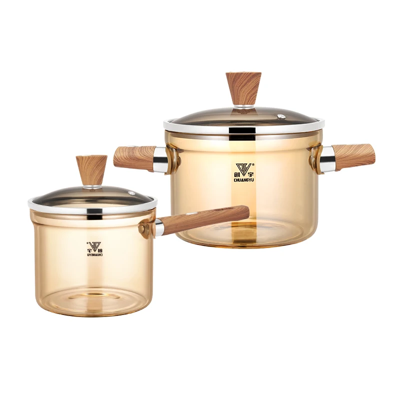 New Arrival High Borosilicate  Glass Cooking Pot Pyrex Glass Pots To Cook On Fire For Kitchen