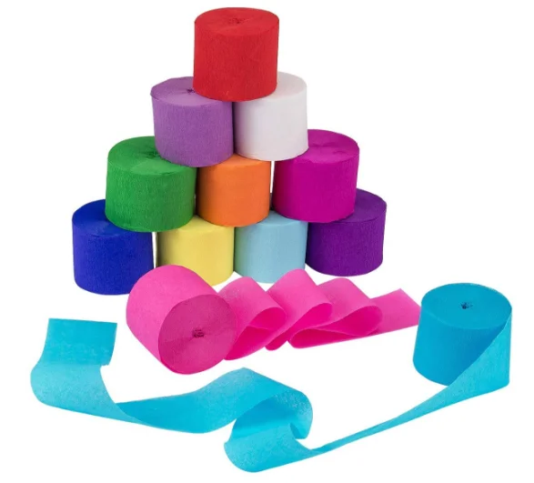 12 Rolls 984ft Crepe Paper Streamers stretch crepe paper self-adhensive garlands in crepe paper pack of 8