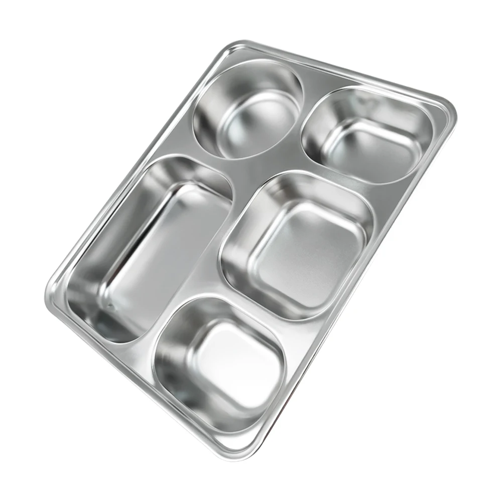 IKITCHEN 201/304 divided dinner plate metal stainless steel 5 compartments school children hospital plate food tray