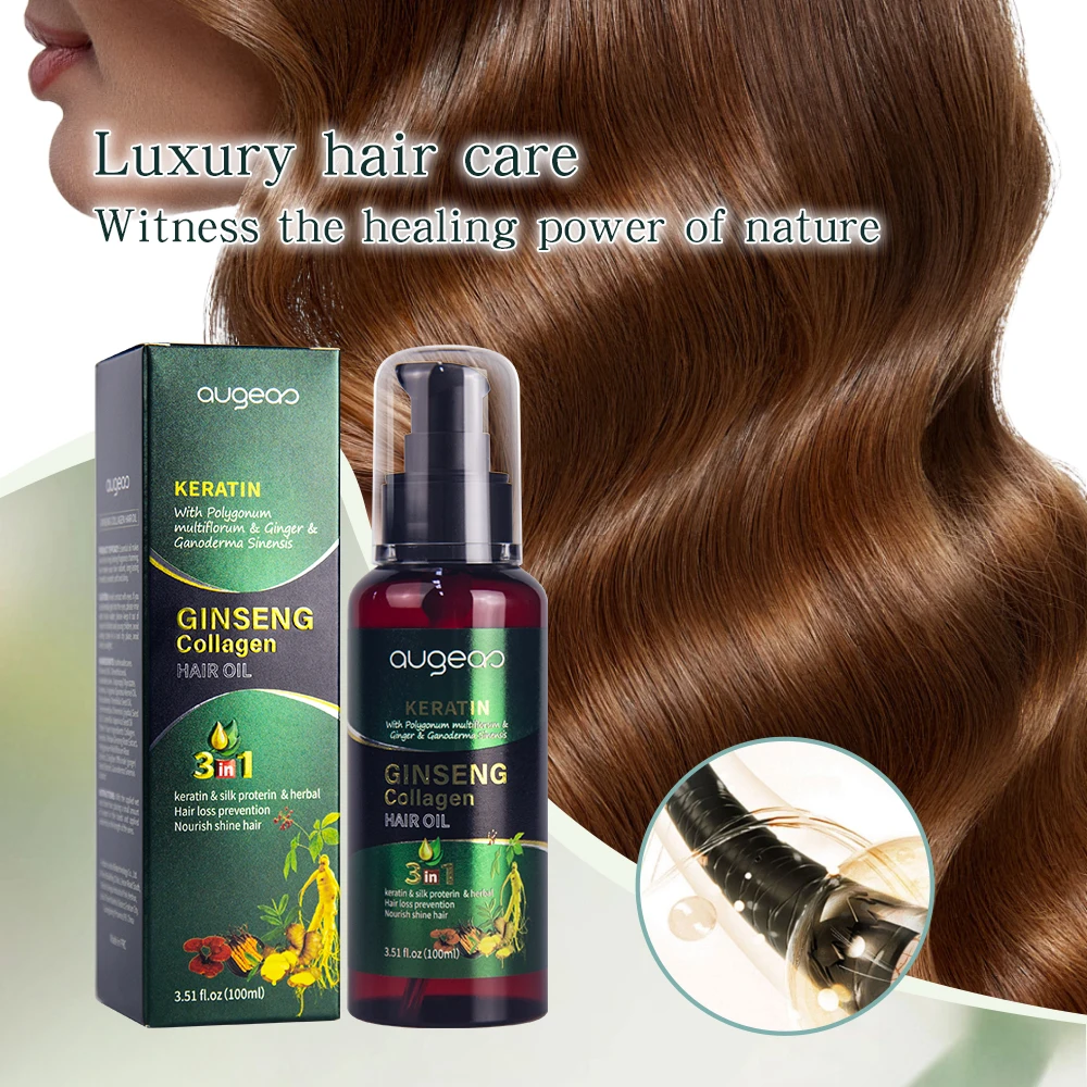 private label anti hair loss care sets Augeas keratin collagen herbal ginseng hair shampoo and conditioner set