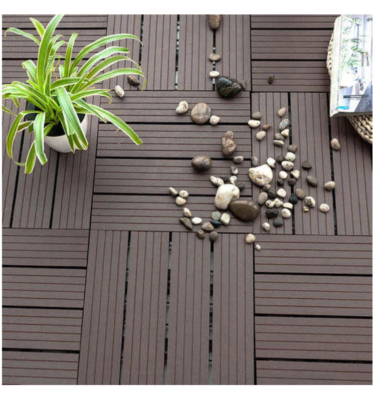 Contemporary WPC Outdoor & Indoor Decking Tiles Smooth Waterproof Wood-Plastic Composite Flooring for Garden Application