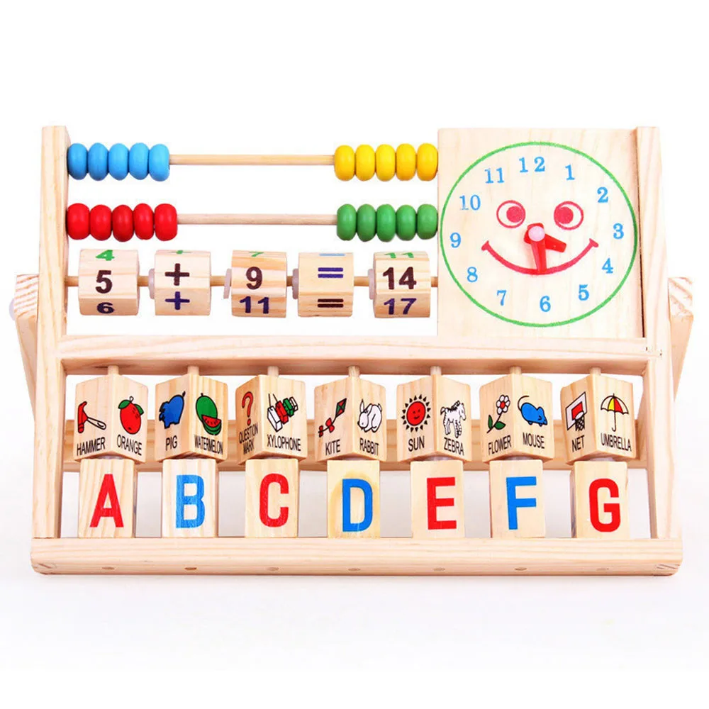 
Wholesale montessori arithmetic wooden alphabet abacus learning math with clock educational wooden abacus beads toys for kids 