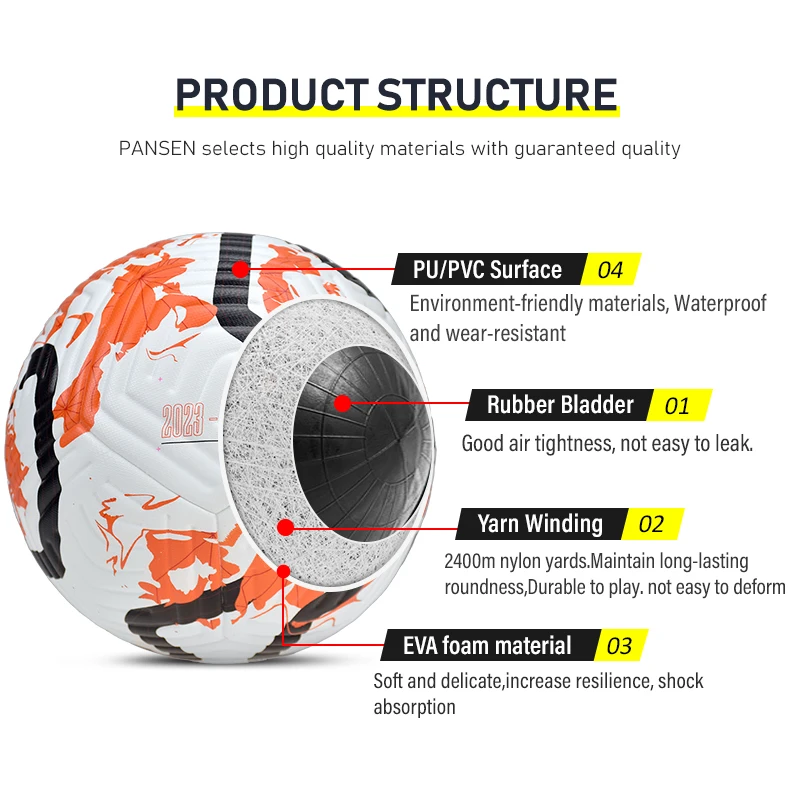 2023-2024 New Product Explosion Factory Good Quality Football PU Material Size 5 Leather Customize Logo Soccer Ball For Training