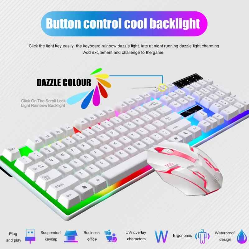 
OEM Usb Wired Computer Gaming Led Mechanical Keyboard And Mouse Combo 