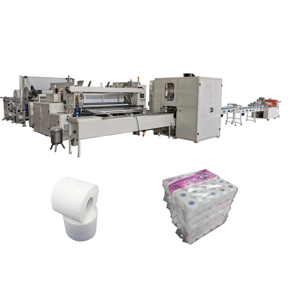 Full set of toilet tissue paper making cutting packing machine production line