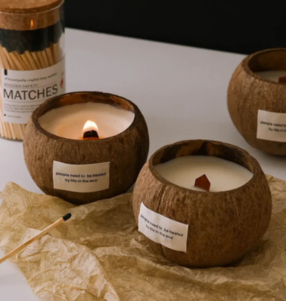 Creative 100% Natural Soy Wax Scented Candle Aromatherapy Smokeless Romantic Atmosphere Personalized Coconut Style Candle Gift S