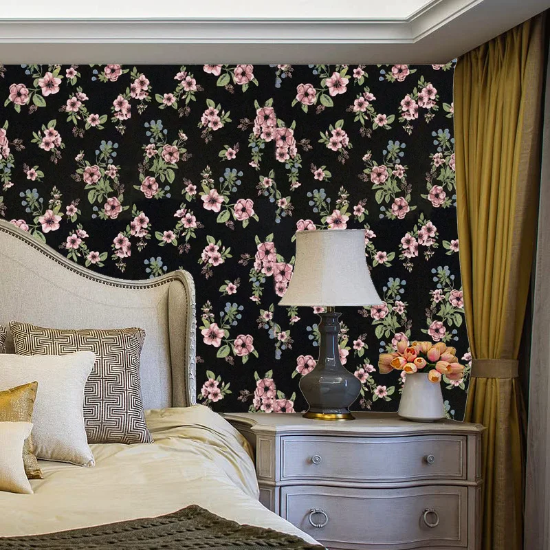 Modern Blue Flower Pvc Self-Adhesive Background Wallpaper Vintage Floral Peel And Stick Wallpapers For Living Room Luxury