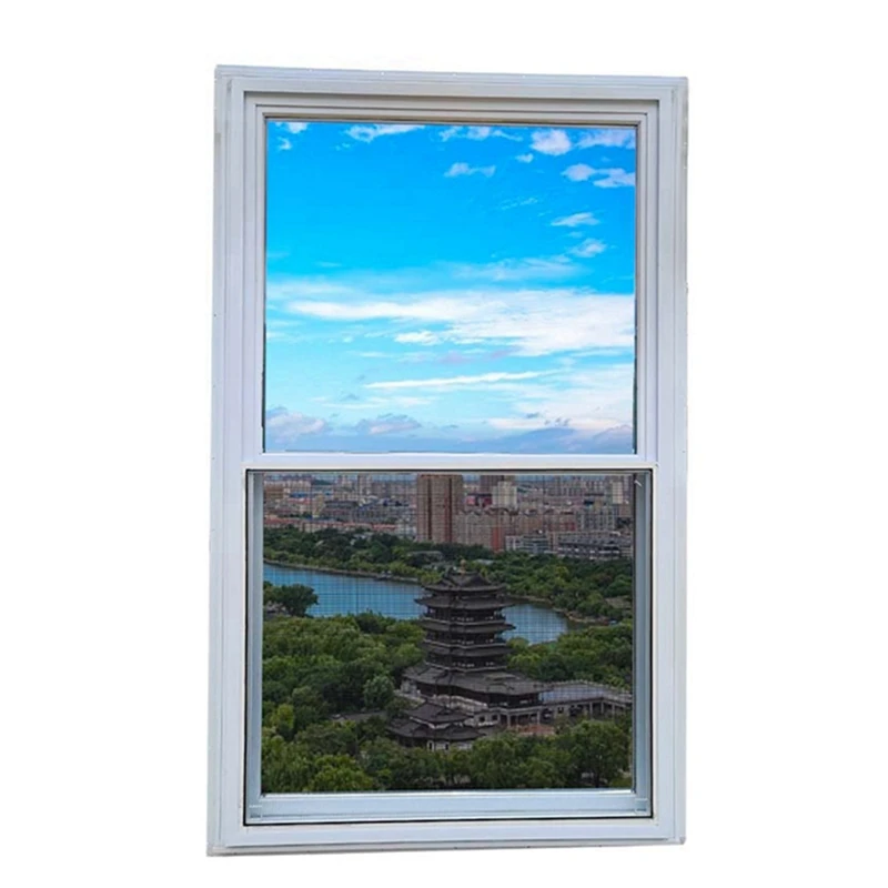 Factory sale new design white vinyl glass window double hung slim upvc sliding windows