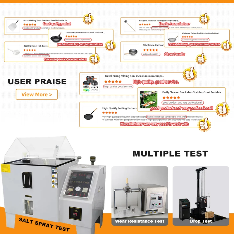Carbon Steel Camping Omelette Steak Saute Frying Wok Pans woks and stir fry pans With Wood Handle