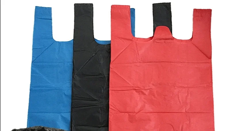 
Custom biodegradable black vest carrier pe plastic packaging bag for grocery 
