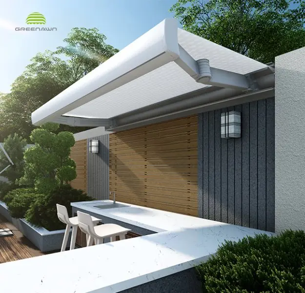 Heavy Duty Patio Aluminum Retractable Awning Canopy Full Cassette Folding Arm Awning