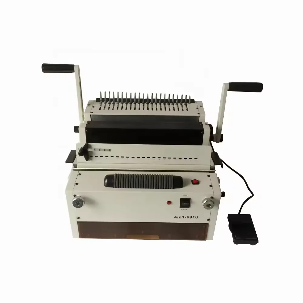 6918 Electric power desktop 4 in 1 Multifunctional wire coil comb binding machine