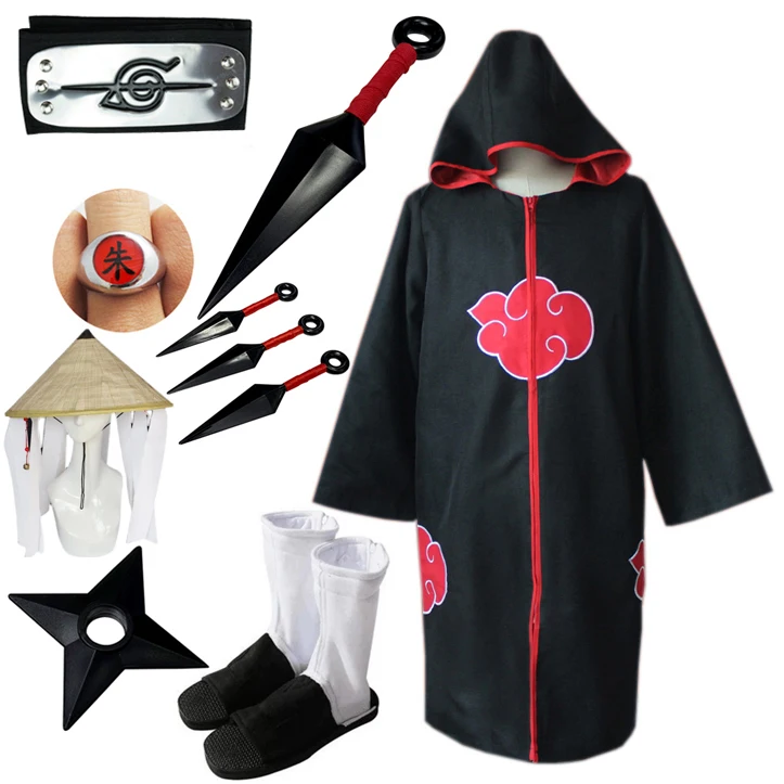Anime Akatsuki Cloak Itachi Uchiha Red Cloud Cannon Trench Coat Cape Suit Cosplay Eagle Organization Suit Costume