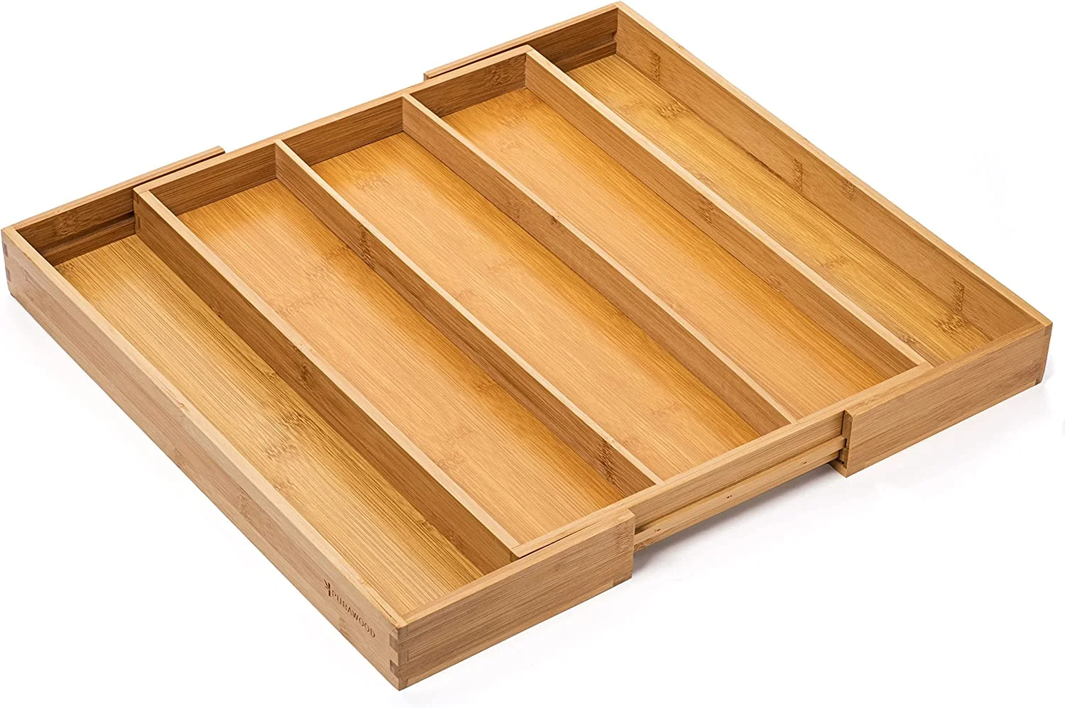 compartments bamboo wood Kitchen Expandable flatware silverware utensil Drawer Organizer