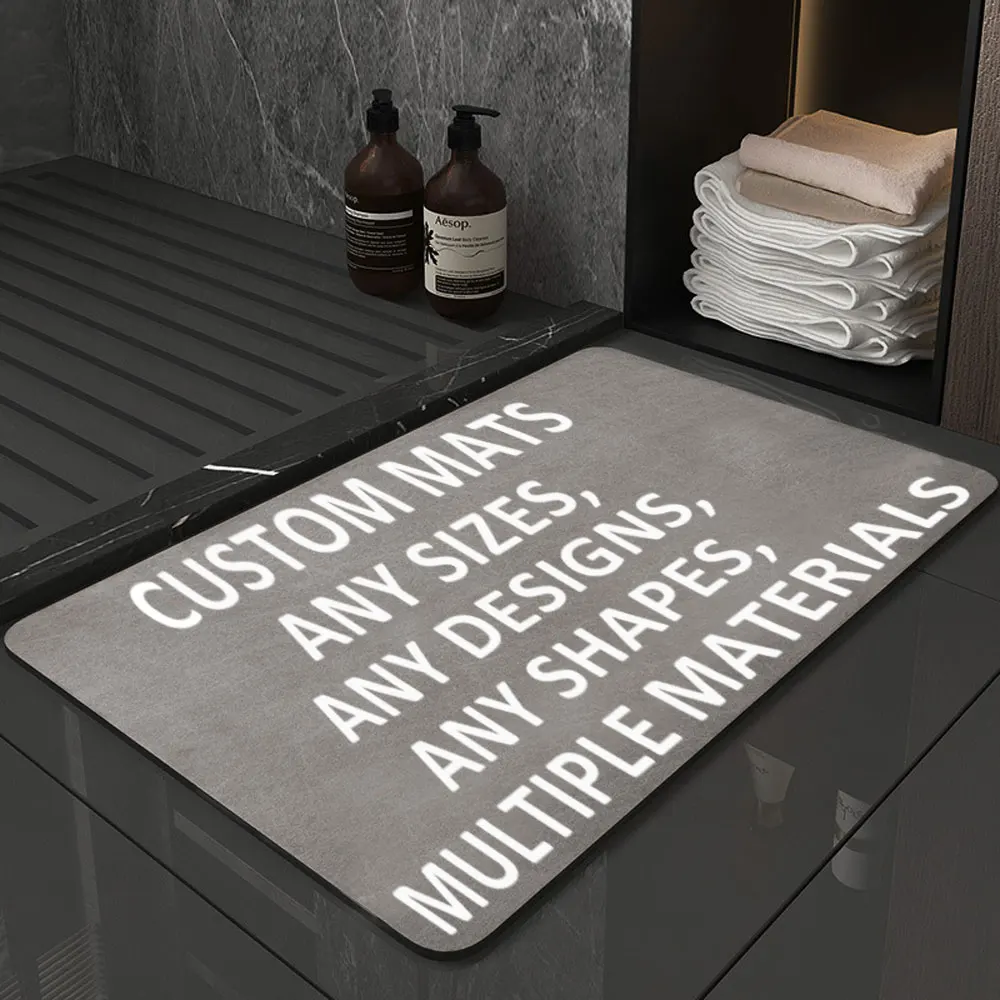 Custom Design Brand Logo Welcome Mats Floor Bath Outdoor Kitchen Rubber Entrance Mat Carpets and Rugs Area