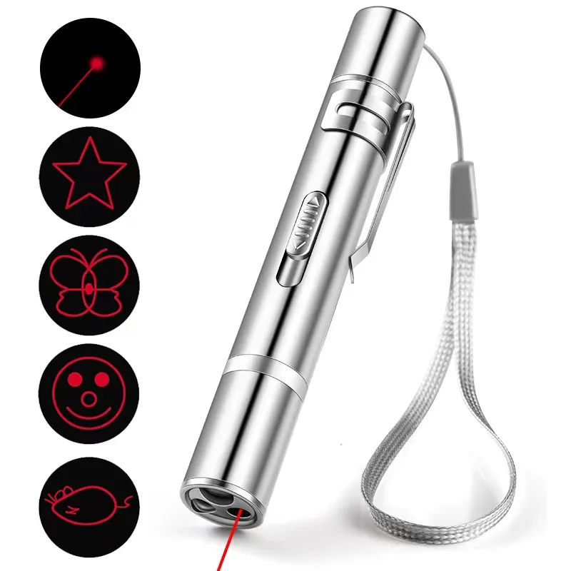 Biumart Интерактивная кошка лазерные игрушки USB с разными рисунками кошки палочка забавные игры обучающая