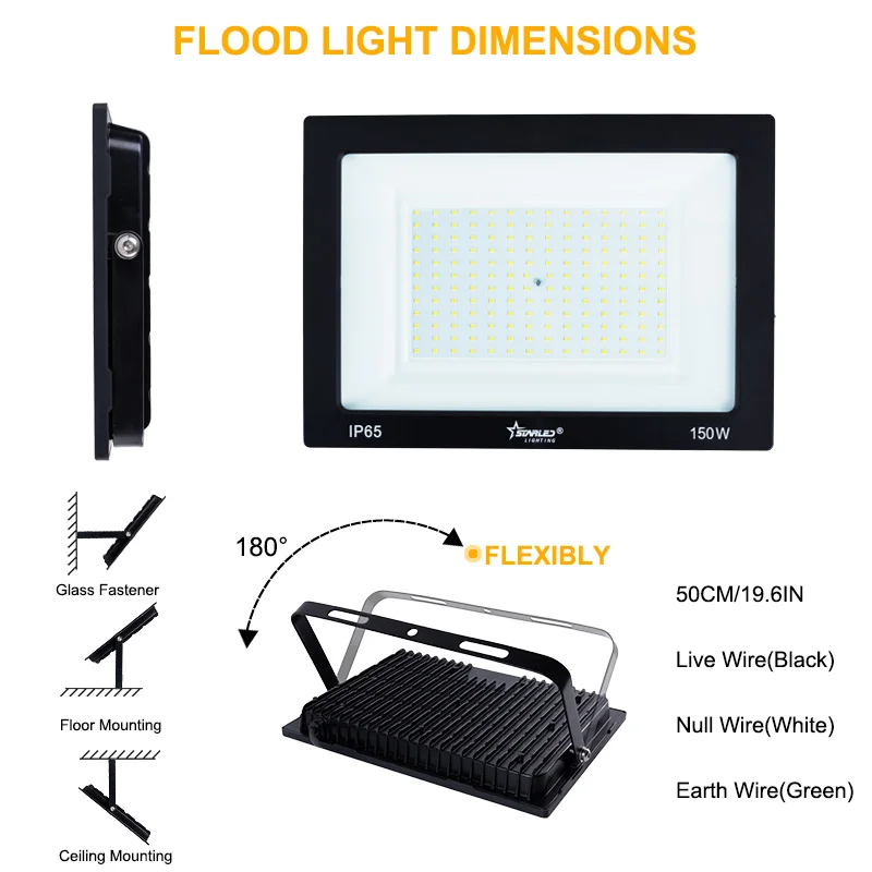 Waterproof IP65 Portable Projector RGB Sensor 20W 30W 50W 100W 200W Security LED Flood Light For Outdoor Using