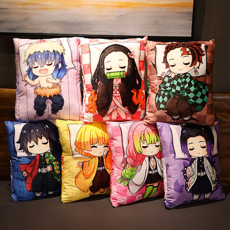 Unisex 36*27CM Anime Open Quilt Demon Slayer Pillow Stuffed Cartoon Characters Cushion Cute Style PP Cotton Filling Kids Seat