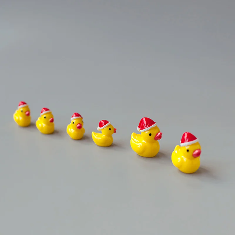 Christmas Decor Yellow Ducks Figures for Diy Terrarium Landscape Mini Garden Miniatures Home Children