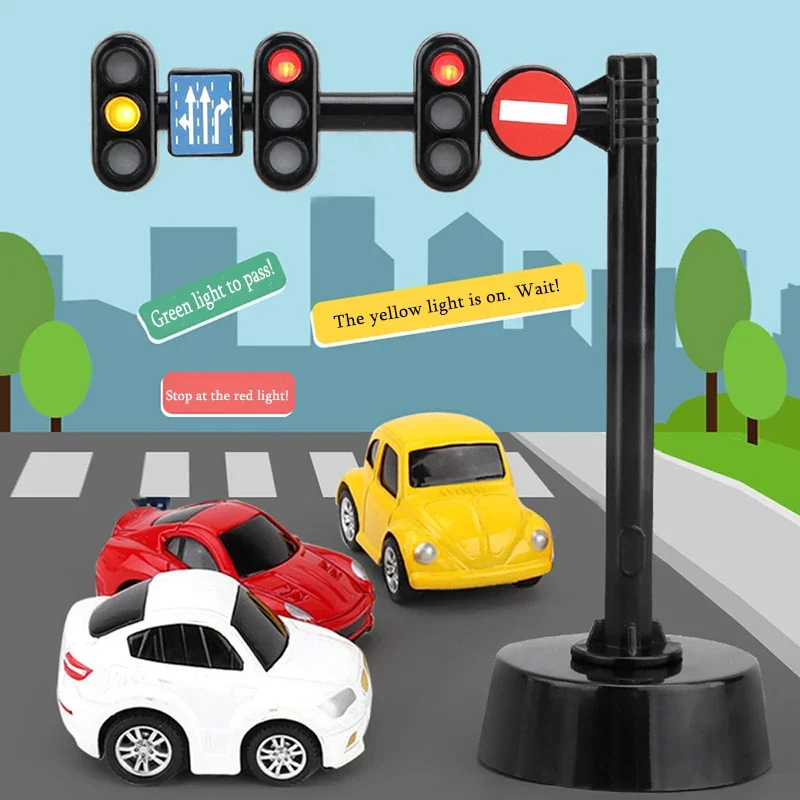 Toddlers Safety Education Traffic Light Toys Model Stop Lights Model Puzzle Accessories Scene Road Sign With Light and Sound