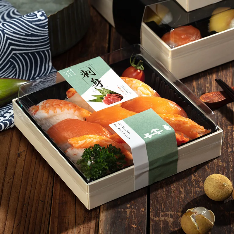 Wholesale Cheap Wooden Takeaway Food Container Packaging Pastry Cake Sushi Bakery Catering Cheese Charcuterie Lunch Sushi Box