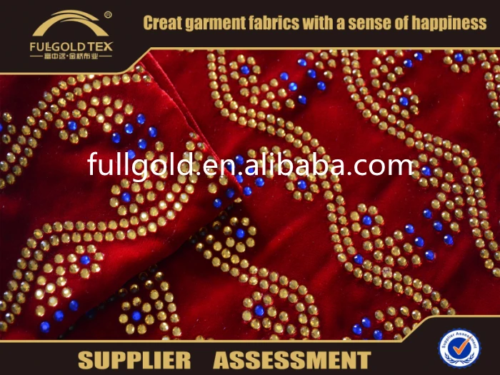 Wholesale hot sale spandex polyester garment red knitted velvet fabric for clothing