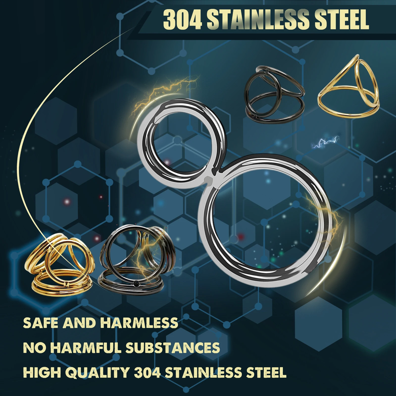 Sexbay Latest 6 designsS/L Stainless Steel Couple Sex Metal Circumcision Clip exercise phallus big penis man foreskin cock ring