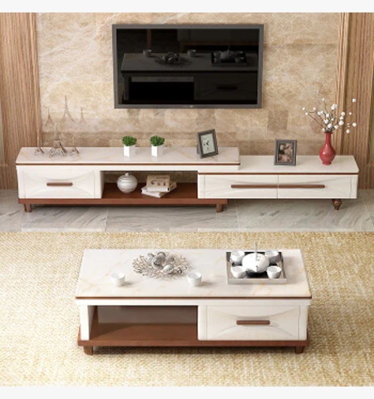 Modern Style  TV Stand Wooden  Marble Top TV Cabinet Living Room Furniture Made In China 2021