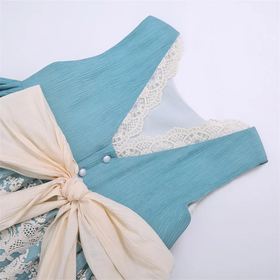 Wholesale Pettigirl 2024 Children Kids Blue Lace Wedding Princess Dresses Clothing 2-12Y 1BAG=1PCS