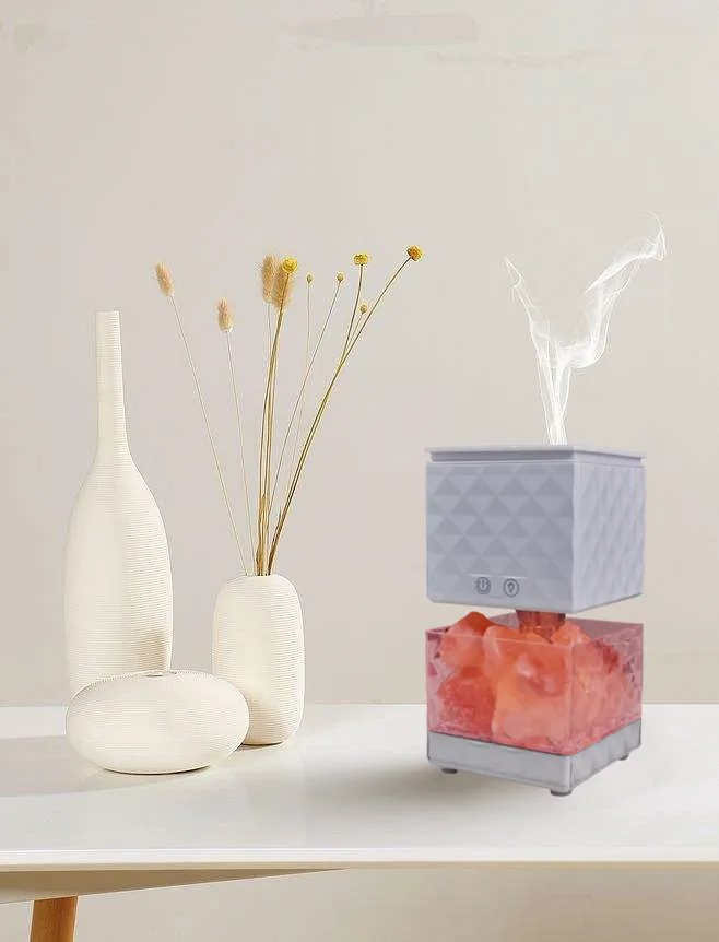 Square Himalayan Salt Lamp Hand Carved Natural Therapeutic Salt Rock Crystal Lamps essential oil aroma diffuserwith salt stone