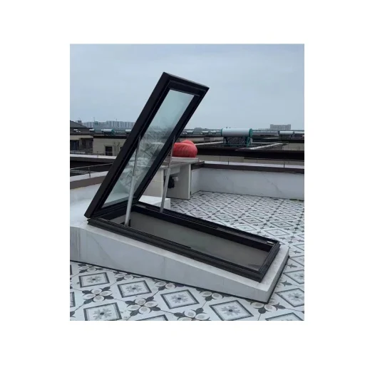 Aluminium Frame  Vertical  Opening Roof Hatch with Domed Skylight which Using Hidden Motors